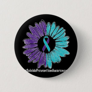Sunflower Ribbon Suicide Prevention Awareness  6 Cm Round Badge