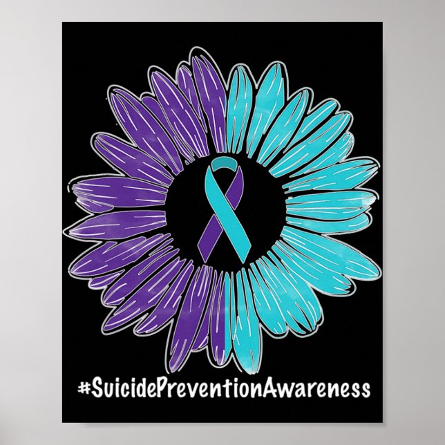Sunflower Ribbon Suicide Prevention Awareness  Poster (Front)