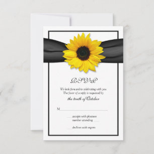 Sunflower Ribbon Wedding Response Card