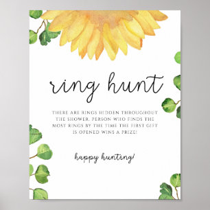 Sunflower ring hunt bridal shower game poster