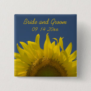 Sunflower Rising Wedding 15 Cm Square Badge