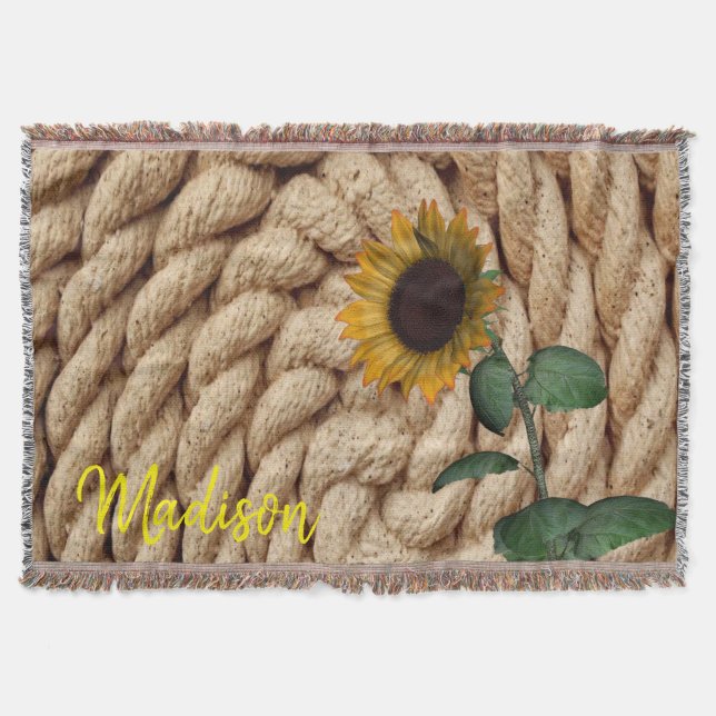 Sunflower Rope Throw Blanket (Front)