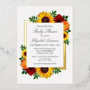 Sunflower Rose Autumn Floral Baby Shower