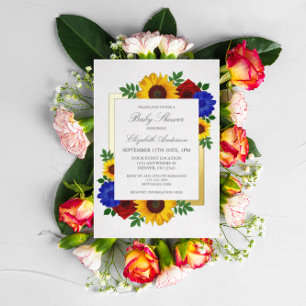 Sunflower Rose Autumn Floral Baby Shower