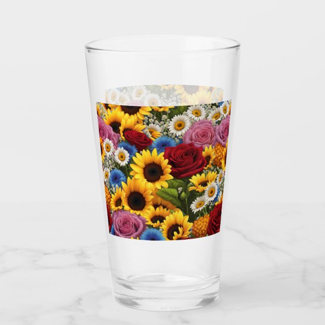 Sunflower Rose Bouquet #1 Glass (Front)