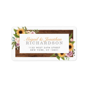 Sunflower & Rose Bouquet   Married Couple Address Label