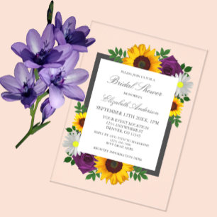 Sunflower Rose Daisy Autumn Floral Bridal Shower Acrylic Invitations