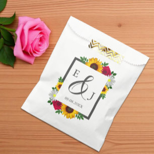 Sunflower Rose Daisy Autumn Floral Wedding Favour Bags
