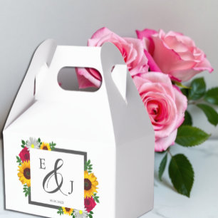 Sunflower Rose Daisy Autumn Floral Wedding Favour Box