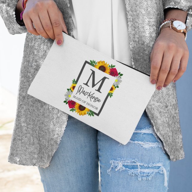 Sunflower Rose Daisy Autumn Floral Wedding Party Accessory Pouch (Creator Uploaded)