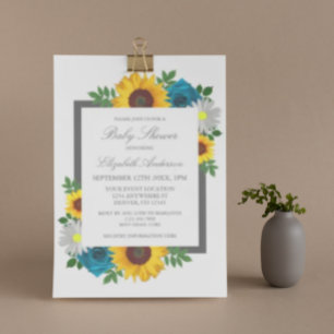 Sunflower Rose Daisy Floral Baby Shower Invitation