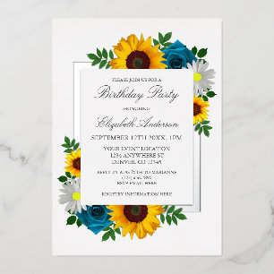 Sunflower Rose Daisy Floral Birthday
