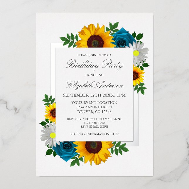 Sunflower Rose Daisy Floral Birthday (Front)