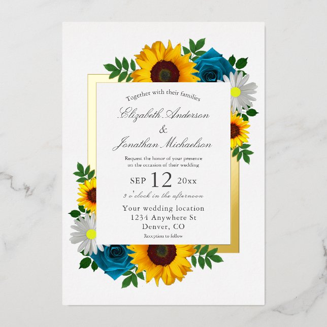 Sunflower Rose Daisy Floral Wedding (Front)
