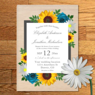 Sunflower Rose Daisy Floral Wedding Acrylic Invitations