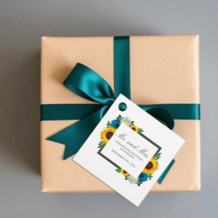 Sunflower Rose Daisy Floral Wedding Favour Tags