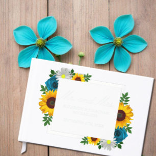Sunflower Rose Daisy Floral Wedding Guest Book