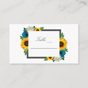 Sunflower Rose Daisy Floral Wedding Place Card