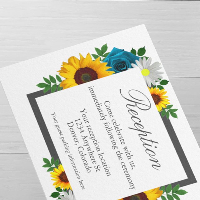 Sunflower Rose Daisy Floral Wedding Reception Enclosure Card (Creator Uploaded)