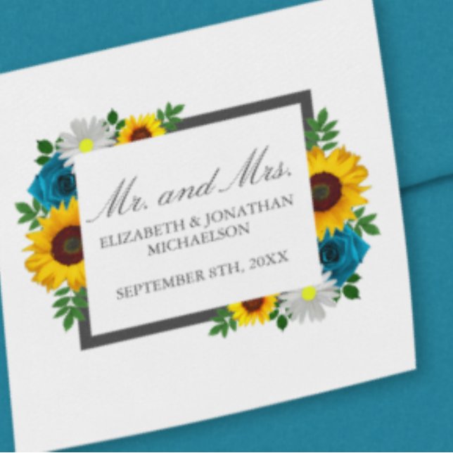 Sunflower Rose Daisy Floral Wedding Square Sticker (Creator Uploaded)