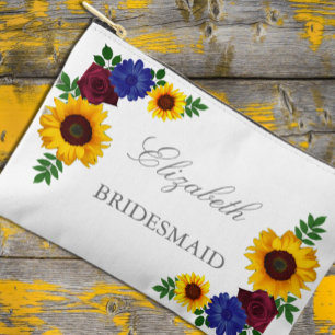 Sunflower Rose Floral Wedding Accessory Pouch