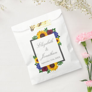 Sunflower Rose Floral Wedding Favour Bags
