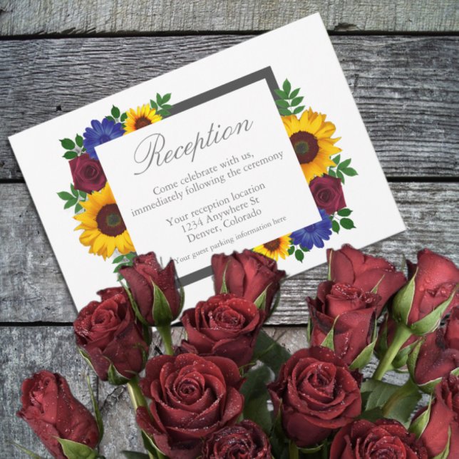 Sunflower Rose Floral Wedding Reception Card (Creator Uploaded)