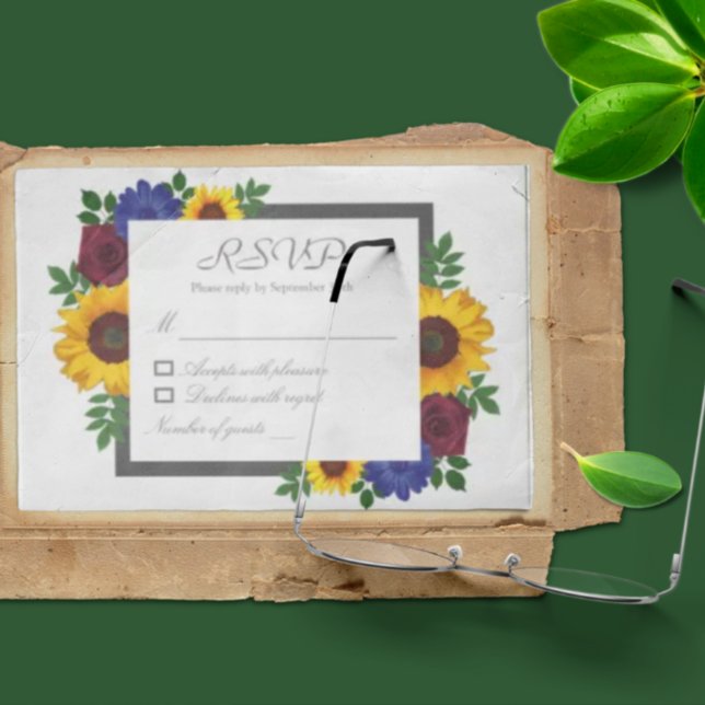 Sunflower Rose Floral Wedding RSVP Card (Creator Uploaded)