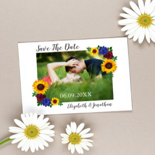 Sunflower Rose Floral Wedding Save The Date
