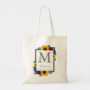 Sunflower Rose Floral Wedding Tote Bag