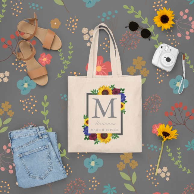 Sunflower Rose Floral Wedding Tote Bag (Creator Uploaded)