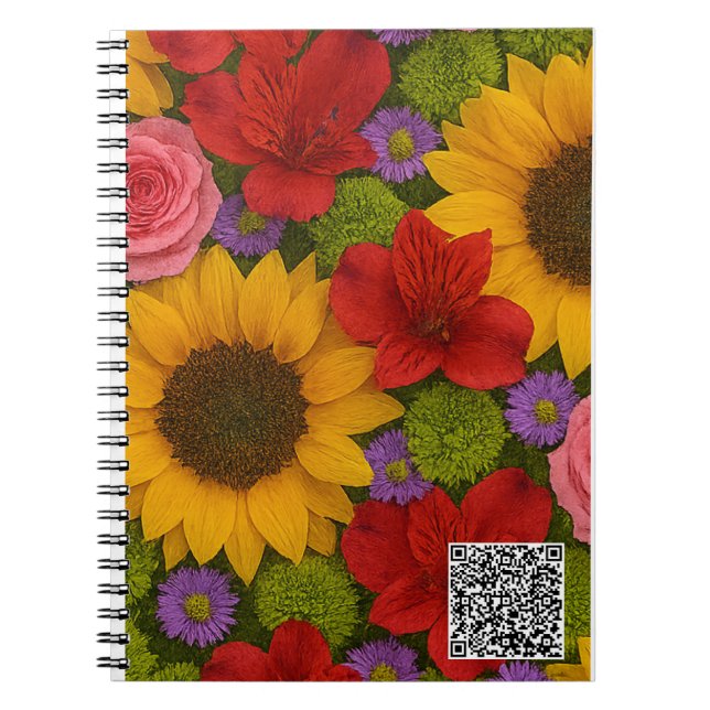 Sunflower Rose Spiral Photo Notebook (Front)