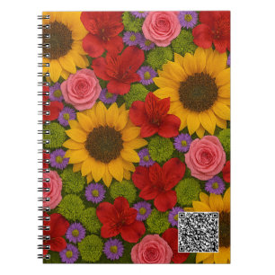 Sunflower Rose Spiral Photo Notebook