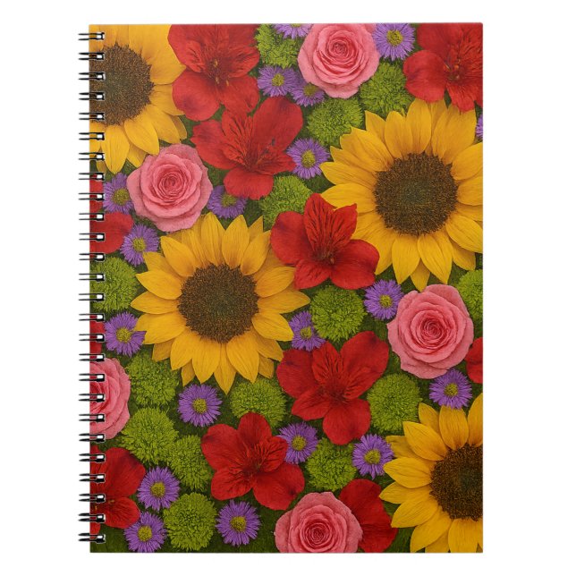 Sunflower Rose Spiral Photo Notebook (Front)