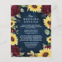 Sunflower Roses Burgundy Red and Navy Blue Wedding