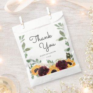 Sunflower Roses Greenery Wedding Event Thank You Favour Bags