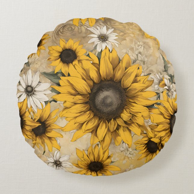 Sunflower Round Cushion (Front)
