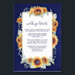 Sunflower Royal Blue Rustic Wedding Insert Cards<br><div class="desc">Sunflower Royal Blue Rustic Wedding Insert Cards - features elegant watercolor sunflowers with light green greenery intertwined over a unique text box. The background is a royal or deep blue chalkboard design.</div>