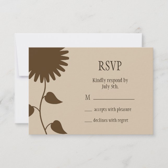 Sunflower RSVP on Beige Card (Front)