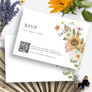 Sunflower RSVP QR Code Card