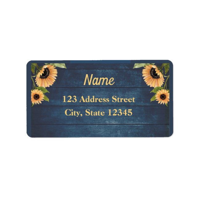 Sunflower rustic address label (Front)