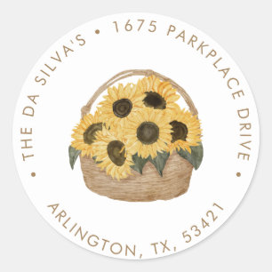 Sunflower - Rustic Autumn Return Address Classic R Round Sticker