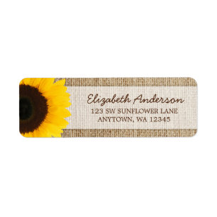 Sunflower Rustic Burlap Address Labels