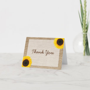 Sunflower Rustic Burlap Thank You