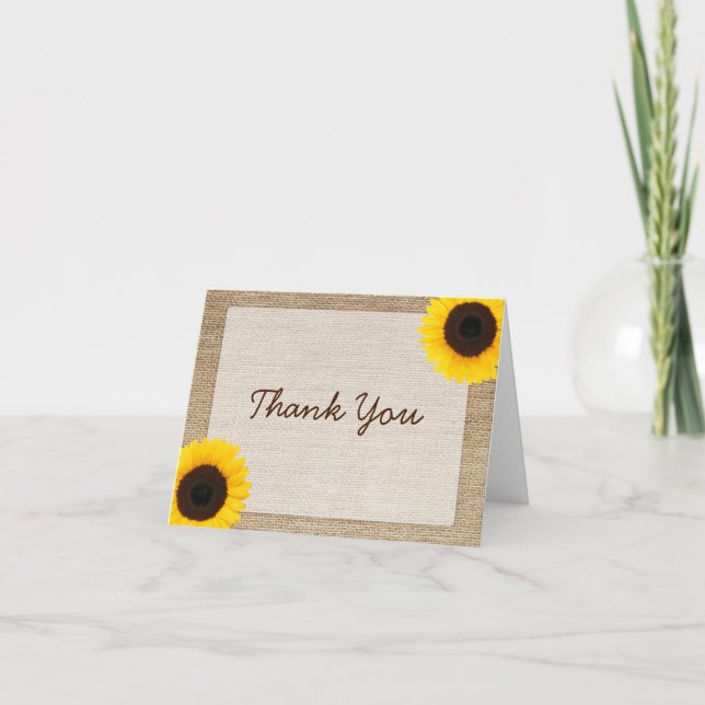 Sunflower Rustic Burlap Thank You (Front)