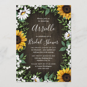 Sunflower Rustic Country Floral Bridal Shower Invitation