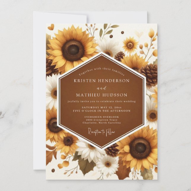 Sunflower Rustic Harvest Wedding Invitation (Front)