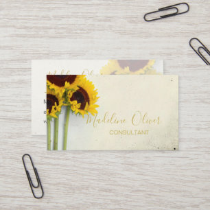 Sunflower Rustic Modern QR Code Stylish Gold Business Card