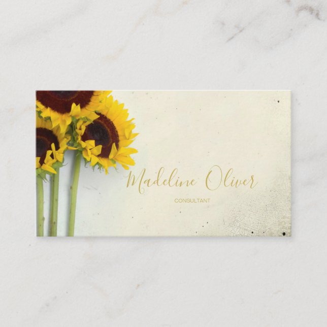 Sunflower Rustic Modern Stylish Business Card (Front)