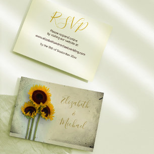 Sunflower Rustic Modern Typograph Wedding RSVP Invitation